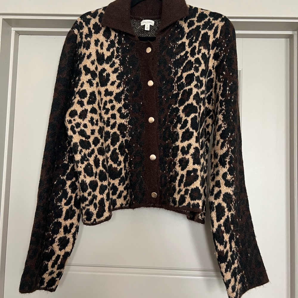 Pilcro Brown and Cream Leopard Sweater